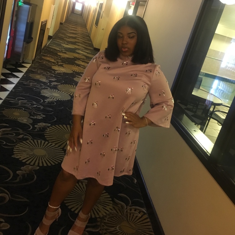 Blush Colored ASOS cocktail dress .